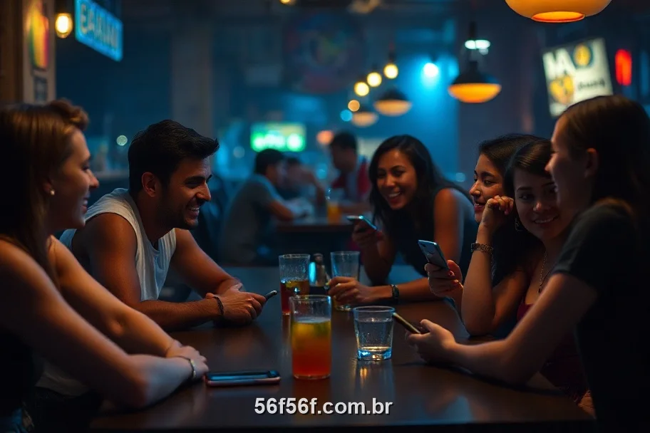 Amigos brasileiros jogando crash no 56F numa mesa de bar